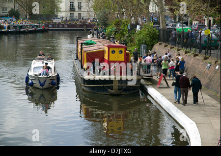 Haus Kanalboote Lastkahn Little Venice Grand Union Canal London Stockfoto