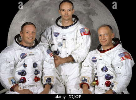 Astronauten, Kommandant, Pilot der Mondlandefähre, Edwin E. Aldrin Jr, Neil A. Armstrong, Befehl Modul-Pilot und Michael Collins. Stockfoto