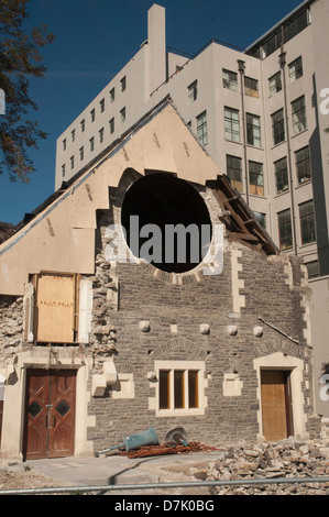 Ehemalige Trinity Congregational Church in der Erdbeben betroffenen "Red Zone" der zentralen Christchurch Stockfoto