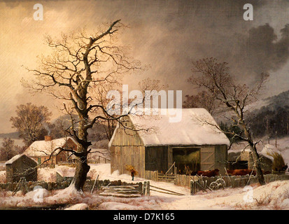 Winter im Land von George Henry Durrie Stockfoto