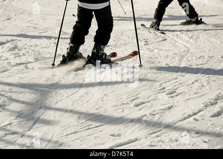 Oberstdorf, Deutschland, Detail-Aufnahme der Skifahrer im Skigebiet Fellhornbahn Stockfoto