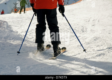 Oberstdorf, Deutschland, Detail-Aufnahme der Skifahrer im Skigebiet Fellhornbahn Stockfoto