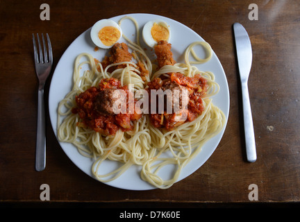 Templin, Deutschland, Platten mit stilisierten Spaghetti Monster Stockfoto