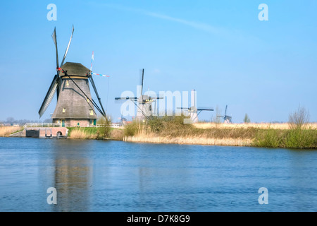 Kinderdijk, Moolenwaard, Südholland, Niederlande Stockfoto