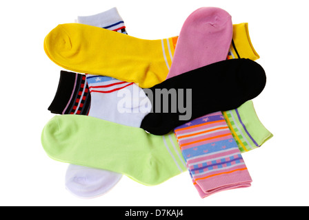 bunte Paar Socken isolierten auf weißen Hintergrund Stockfoto