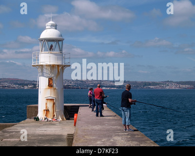 Victoria Mole und Leuchtturm, Brixham, Devon, UK 2013 Stockfoto