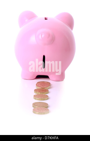 Konzept der Lasten des Geldes Ausgießen oder eine Einzahlung Stockfoto