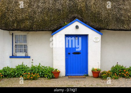 Ein traditionelles Reetdachhaus in Kilmore Quay, Co: Wexford, Irland Stockfoto