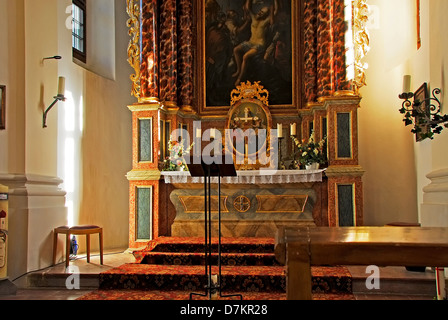 Info innen Aussehen der Kirche St. Bartholomä Stockfoto
