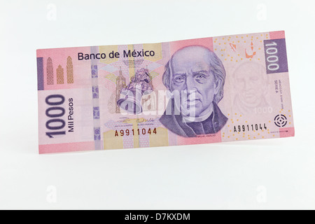 Vorderansicht eines mexikanischen 1000 Pesos-Wechsels Stockfoto