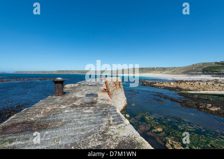 Hafen Sie Wand Sennen Cove, in der Nähe von Lands End, Cornwall Stockfoto