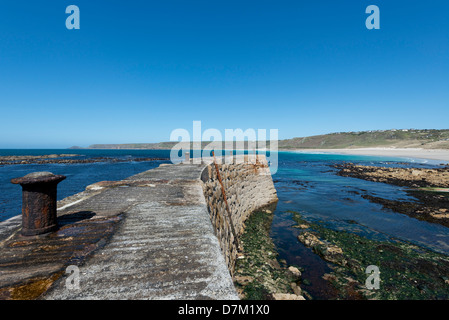 Hafen Sie Wand Sennen Cove, in der Nähe von Lands End, Cornwall Stockfoto