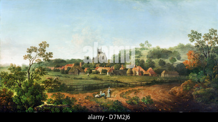 Arthur Nelson, Fernblick über Hythe Dorf und Kirche, Kent. Ca. 1767. Öl auf Holz. Yale Center for British Art Stockfoto