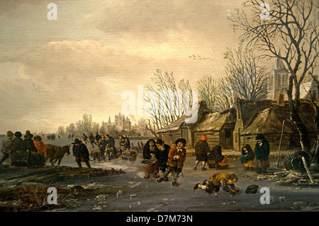 Salomon Gillisz Rombouts 1685 Winter Schnee Schlittschuhe Eiskunstlauf Museum Niederlande Stockfoto