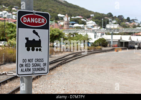 Train Bahnübergang Warnzeichen, Albany Western Australia Stockfoto