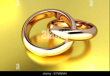 Ineinander verschlungene Trauringe, artwork Stockfoto