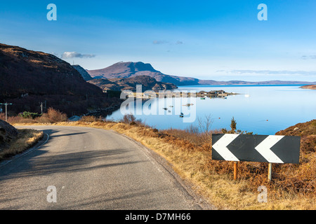 Ein Blick in Richtung Loch Kanaird, Ardmair, Highland, Schottland, UK, Europa. Stockfoto