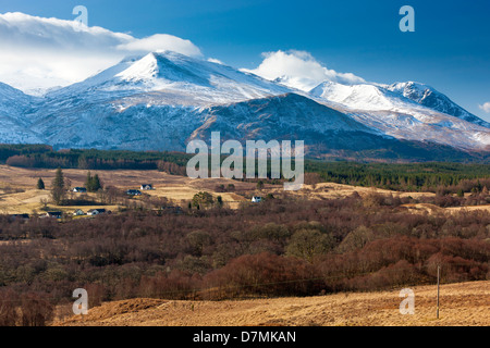 Ben Nevis Range, gesehen von der Commando-Gedenkstätte, Highland, Schottland, Vereinigtes Königreich, Europa. Stockfoto