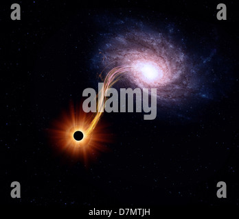 Spiralgalaxie und Schwarzes Loch, artwork Stockfoto