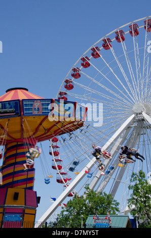 Illinois, Chicago. Navy Pier entlang den Ufern des Lake Michigan. Stockfoto