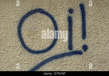 Graffiti, lesen Oi! auf aufbauend auf Via Finalmarina, Torino, Italy, Olympischen Winterspielen 2006, 02/2006, © Mak Stockfoto