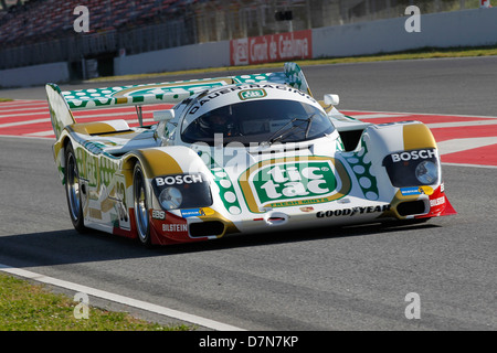 Gruppe C-Rennen in Barcelona Katalonien klassische Wiederbelebung, Montmelo Schaltung, April 2013 - Henrik Lindberg im Porsche 962C Stockfoto