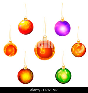 Weihnachtskugel festgelegt. Objekt vom Hintergrund isoliert Stockfoto