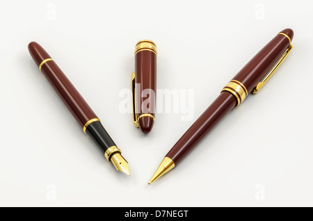 Füllfederhalter und Bleistift Set 07 Stockfoto