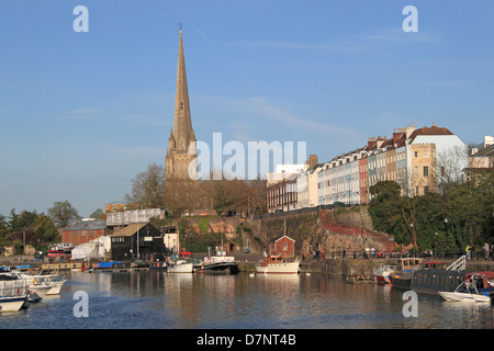 St Mary Redcliffe Turm von Prince Street Bridge, Floating Harbour, Bristol, England, Großbritannien, Deutschland, UK, Europa Stockfoto