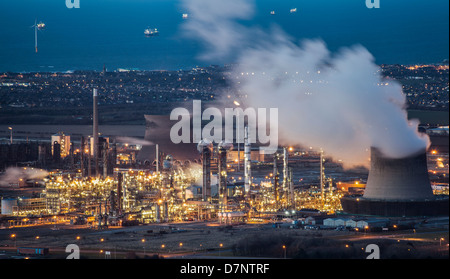 Chemische Anlagen, Wilton, Teesside in der Nacht Stockfoto