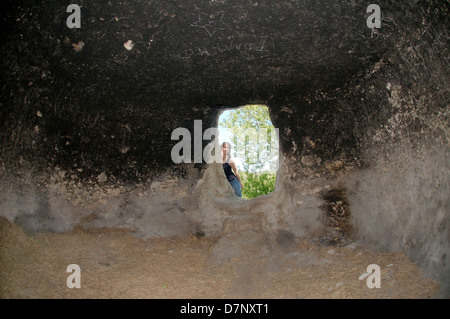 Eingang zum Haus, Cave City - Baqla (Bohne, Schnalle), Bakhchysarai Raion, Krim, Ukraine, Osteuropa Stockfoto