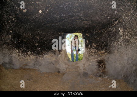 Eingang zum Haus, Cave City - Baqla (Bohne, Schnalle), Bakhchysarai Raion, Krim, Ukraine, Osteuropa Stockfoto