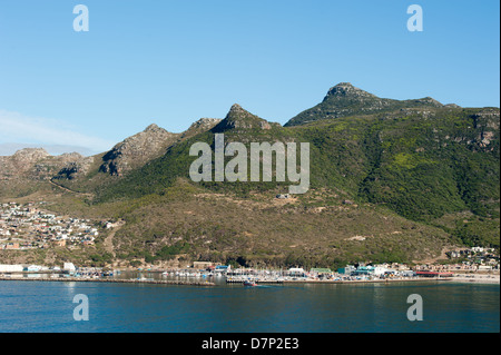 Blick auf Hout Bay von Chapmans Peak Drive, Cape Town, Südafrika Stockfoto