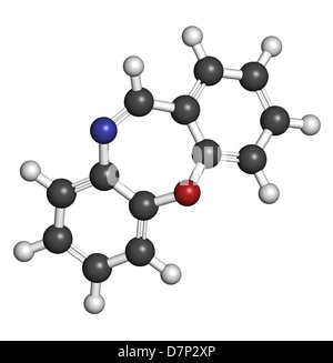 Dibenzoxazepine (CR) Tränengas-Molekül. CR-Gas wird als ein Riot Control-Agent verwendet. Atome werden als Kugeln dargestellt. Stockfoto