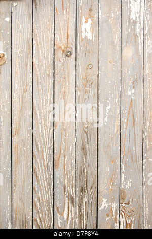 Alte alte hölzerne grau weiße Textur (Oberfläche), Planken mit Peelling Farbe. Stockfoto