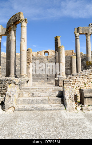 Eintritt in das Theater in Dougga römische Stadt eingebettet in einen Hang Tunesien Stockfoto