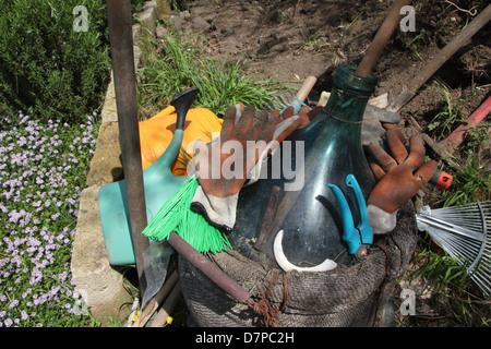 Gartengeräte auf Zuteilung Patch in Italien Stockfoto