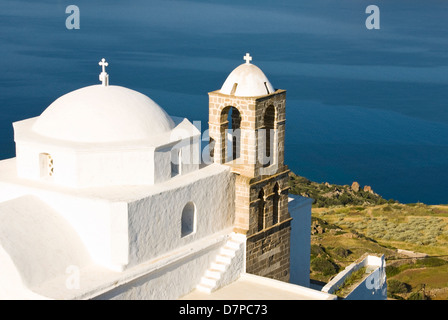 Die byzantinische Kirche in dem Dorf Plaka Korphiatisia Fu in die Cyclades Insel Milos, Die Byzantinische Kirche Stockfoto