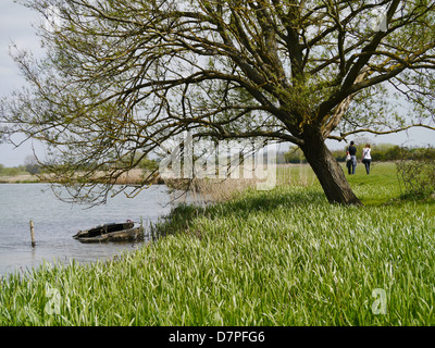 Die Themse-Wanderweg in Richtung des Königs Schloss, Oxfordshire, Vereinigtes Königreich Stockfoto