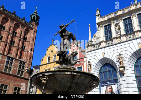 Neptun-Brunnen am Dlugi Targ, langer Markt, Gdansk, Polen Stockfoto