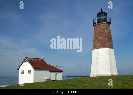 Point Judith Light an der Küste von Rhode Island Stockfoto