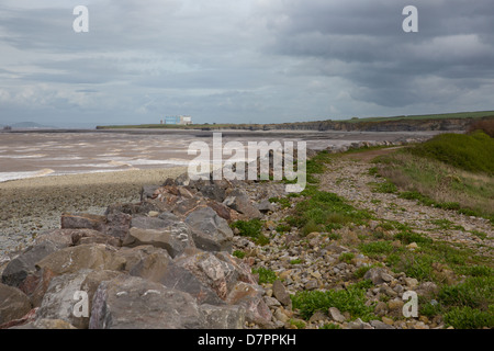 Lilstock Strand, nahe dem Atomkraftwerk Hinkley Point und Kilve West Somerset England und auf der West Somerset Coast Path Stockfoto