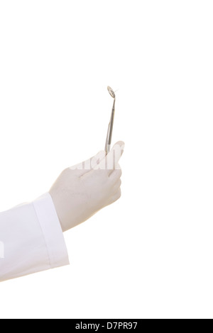 Zahnärzte in weiße Handschuhe mit Dentalwerkzeuge Hände Stockfoto