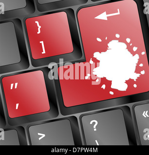 Computer-Tastatur mit rot gefärbt geben Sie Schlüssel und Flecken Stockfoto