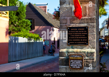 Aviles Straße ist abgebildet in St. Augustine, Florida Stockfoto