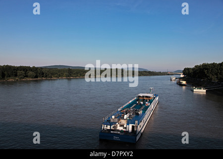 Donau von Novy Most Brücke in Bratislava, Slowakische Republik Stockfoto