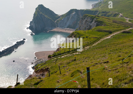 Zerstörte Abschnitt von South West Coast Path, Lulworth, Dorset, in der Nähe von Durdle Door, 30. April 2013 Stockfoto