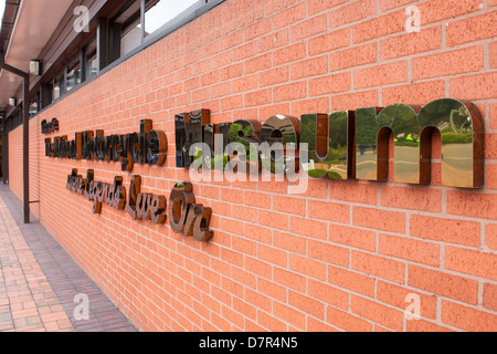 Museum-Schild am Eingang zum National Motorcycle Museum, Birmingham Stockfoto