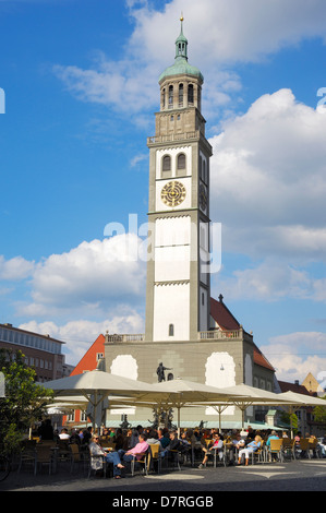 Augsburg, Rathausplatz, Rathaus Platz, Perlach-Turm, romantische Straße, Romantische Strasse, Schwaben, Bayern, Deutschland, Europa Stockfoto