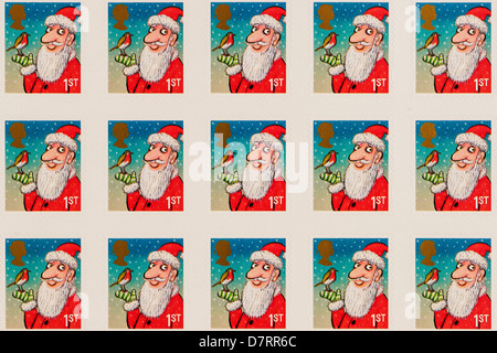 Festliche Weihnachten Royal Mail 1. Klasse-Briefmarken Stockfoto